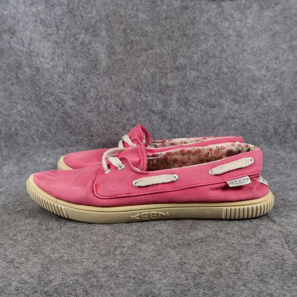 Keen Shoes Womens 8 Casual Boat Loafer Maderas Canvas Pink Two Eye Slip On Flat - Picture 4 of 12